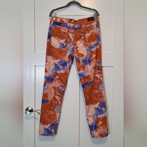 Levis Tie Dye Splotched Midrise Skinny Jeans Orange Blue Cotton Stretch Sz 31 - Picture 8 of 13